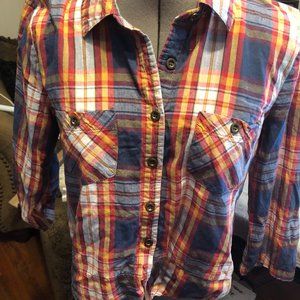 Girls Roommates Plaid long sleeve Cotton Shirt ; Size L